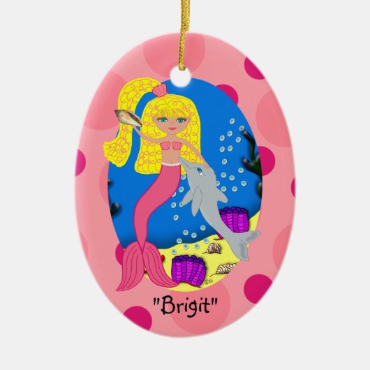 Brigit Pink Mermaid Ornament (Voorkant)