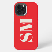 Brigt Red Monogram initiaal iPhone Hoesje (Achterkant)