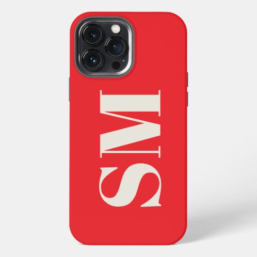 Brigt Red Monogram initiaal iPhone Hoesje (Achterkant)