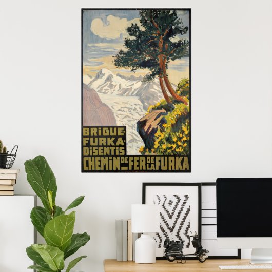 Brigue-Furka-Disentis, Chemin de Fer de la Furka Poster (Thuiskantoor)