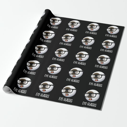 Bril Grappige Oogbal Puns Donkere BG Cadeaupapier (Uitgerold)