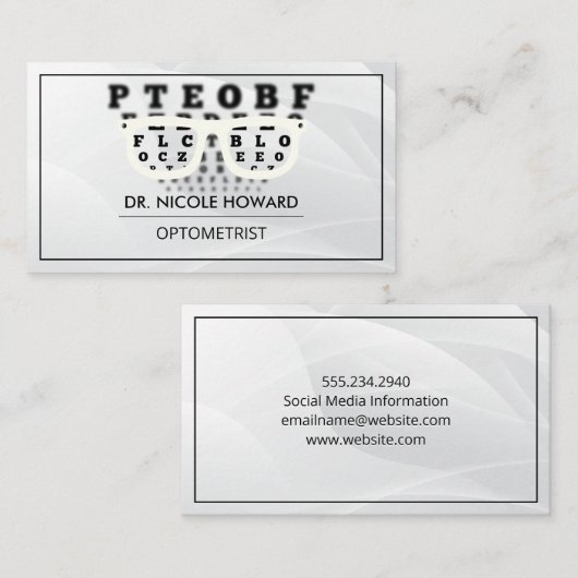 Bril op recept | Oogtest Visitekaartje (Voorkant / Achterkant)