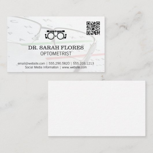 Bril op recept | Optometrist QR-code Visitekaartje (Voorkant / Achterkant)