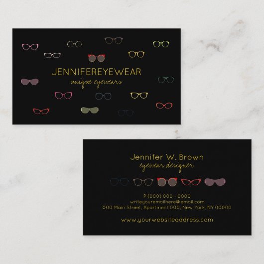 Bril Specialist Brillen zwart Geel Opticiens Visitekaartje (Voorkant / Achterkant)