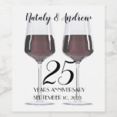 Bril van rode wijn etiket (Enkel label)