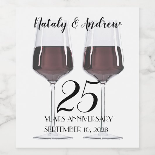 Bril van rode wijn wijn etiket (Enkel label)