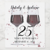 Bril van rode wijn wijn etiket (Enkel label)