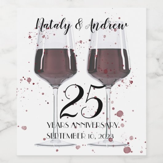 Bril van rode wijn wijn etiket (Enkel label)