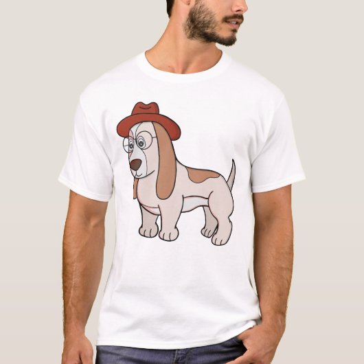 Brilbeagle met Fedora T-shirt (Voorkant)