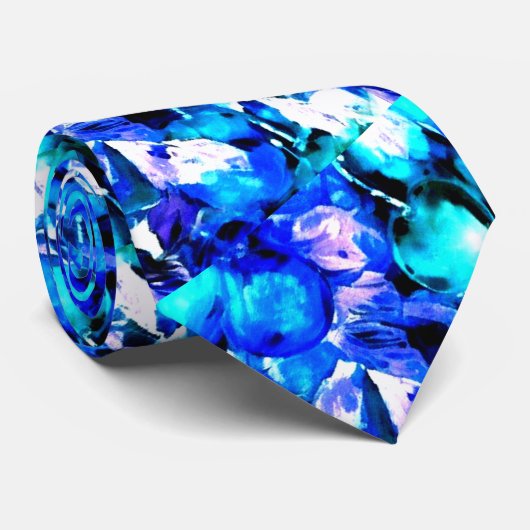 Briljant blauw abstracte kunst stropdas (Opgerold)