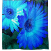 Briljant Blauw Daisies Douchegordijn (Voorkant)