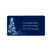 Briljant Blauw Kerstboom Adres Label (Voorkant)
