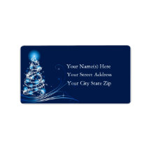 Briljant Blauw Kerstboom Adres Label