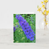 BRILJANT BLAUW RIDDERSPOOR NOTECARD KAART (Gele Bloem)