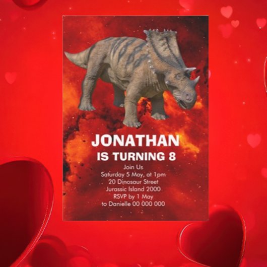 Briljant dinosaurus verjaardagsfeest uitnodiging