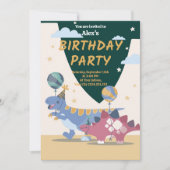 Briljant Dinosaurus Verjaardagsfeest Uitnodiging P (Voorkant)