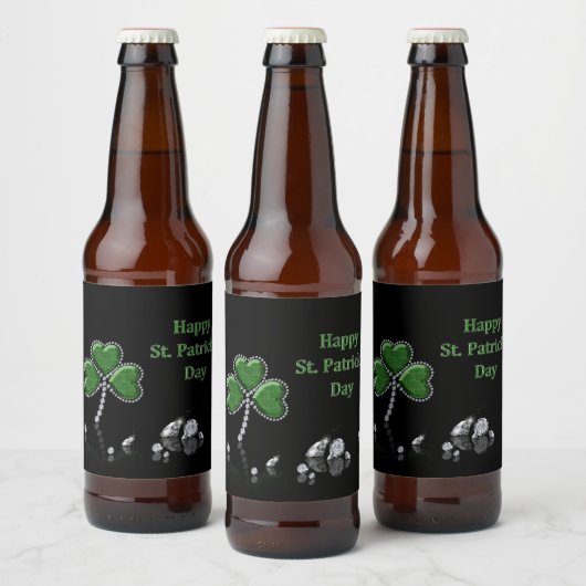 Briljant Happy St. Patrick's Day Diamonds Bier Etiket (Flessen)