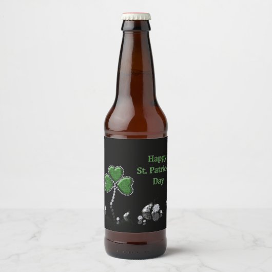 Briljant Happy St. Patrick's Day Diamonds Bier Etiket (Voorkant)