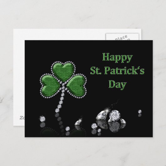 Briljant Happy St. Patrick's Day Diamonds Briefkaart (Voorkant / Achterkant)