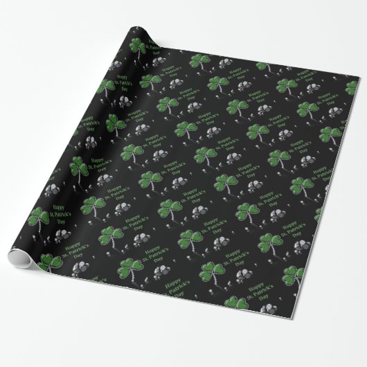 Briljant Happy St. Patrick's Day Diamonds Cadeaupapier (Uitgerold)