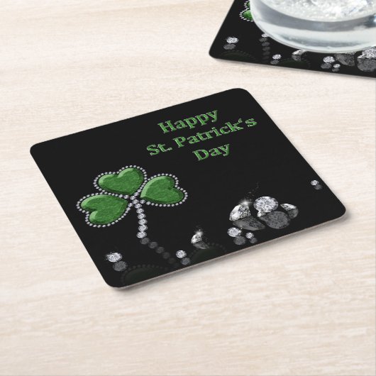 Briljant Happy St. Patrick's Day Diamonds Kartonnen Onderzetters (Schuin)