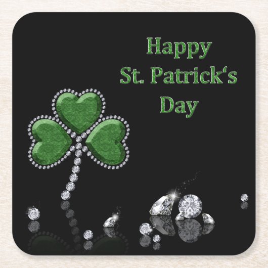 Briljant Happy St. Patrick's Day Diamonds Kartonnen Onderzetters (Voorkant)