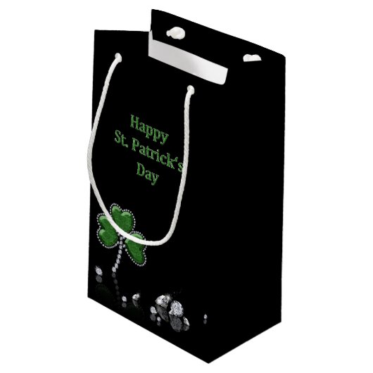 Briljant Happy St. Patrick's Day Diamonds Klein Cadeauzakje (Achterkant Gekanteld)