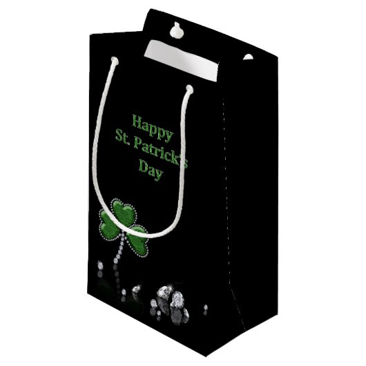 Briljant Happy St. Patrick's Day Diamonds Klein Cadeauzakje (Voorkant Gekanteld)