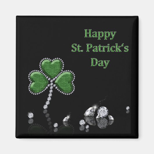 Briljant Happy St. Patrick's Day Diamonds Magneet (Voorkant)