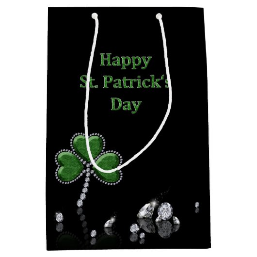 Briljant Happy St. Patrick's Day Diamonds Medium Cadeauzakje (Voorkant)