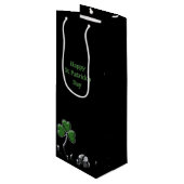 Briljant Happy St. Patrick's Day Diamonds Wijn Cadeautas (Voorkant Gekanteld)