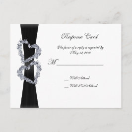 Briljant hart: zwart lint en diamantharten uitnodiging briefkaart