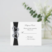 Briljant hart: zwart lint en diamantharten uitnodiging briefkaart (Staand voorkant)