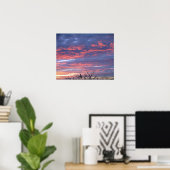 Briljant Hawaiian Pink en Lavender Sunset Sky Poster (Thuiskantoor)