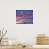 Briljant Hawaiian Pink en Lavender Sunset Sky Poster (Keuken)