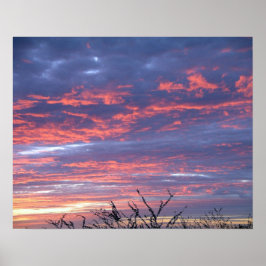 Briljant Hawaiian Pink en Lavender Sunset Sky Poster