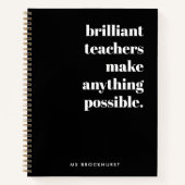 Briljant leraar retro stijlvol zwart-wit notitieboek (Voorkant)