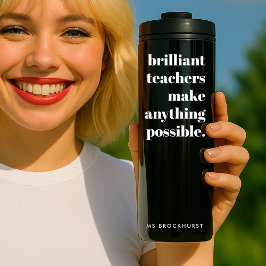 Briljant leraar retro stijlvol zwart-wit thermosbeker