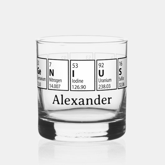 Briljant Periodiek Systeem Afstudeercadeau Whisky Glas (Voorkant)