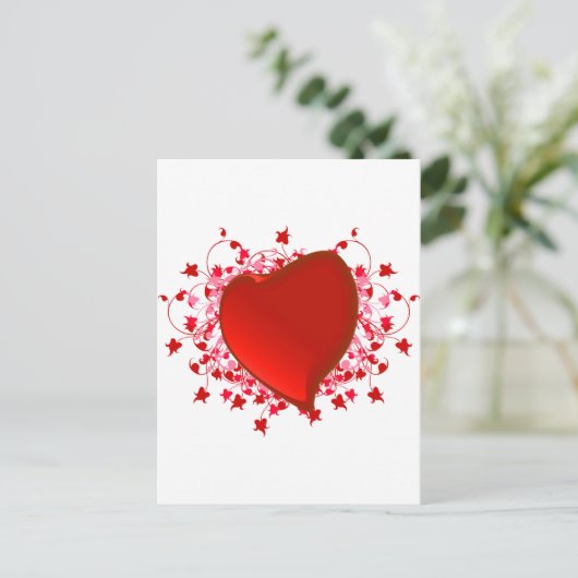 Briljant rood hart briefkaart (Staand voorkant)