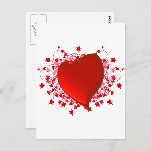 Briljant rood hart briefkaart (Voorkant / Achterkant)