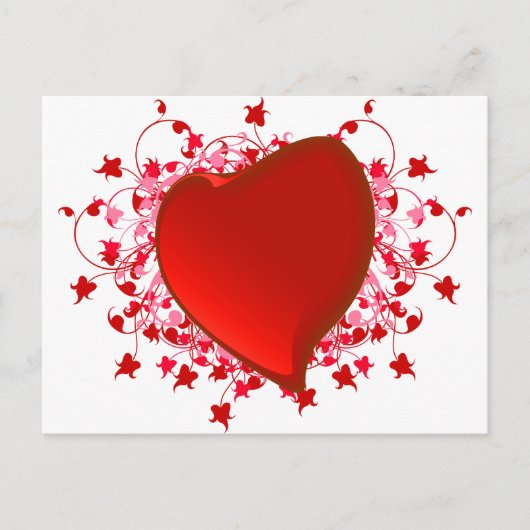 Briljant rood hart briefkaart (Voorkant)
