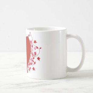 Briljant rood hart koffiemok