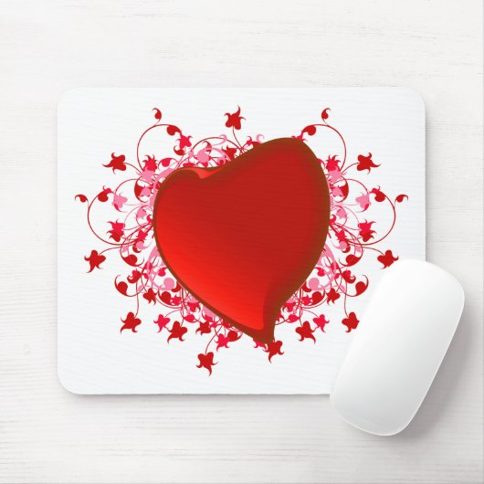 Briljant rood hart muismat (Met muis)