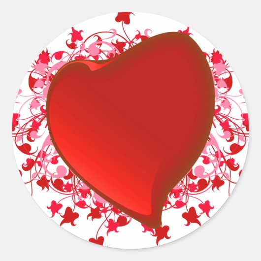 Briljant rood hart ronde sticker (Voorkant)