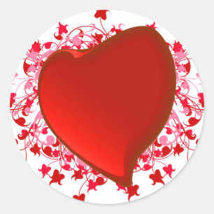 Briljant rood hart ronde sticker