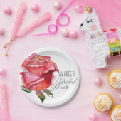 Briljant rood Waterverf Roos Vrijgezellenfeest Papieren Bordje (Feest)