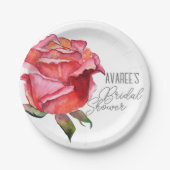 Briljant rood Waterverf Roos Vrijgezellenfeest Papieren Bordje (Voorkant)