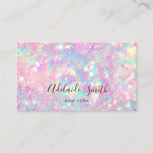 Briljant roze opaalsteen visitekaartje (Voorkant)
