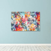 Briljant Sinaasappel Roze en Blauwgroen Abstract B Canvas Afdruk (Insitu (Houten vloer))